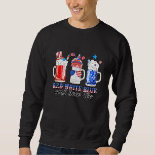 Sudadera Ropa blanca roja y cerveza al 4 de julio Hombres M
