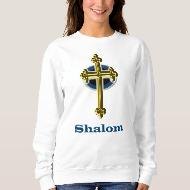 Sudadera Ropa cristiana de mujer Shalom (Anverso)