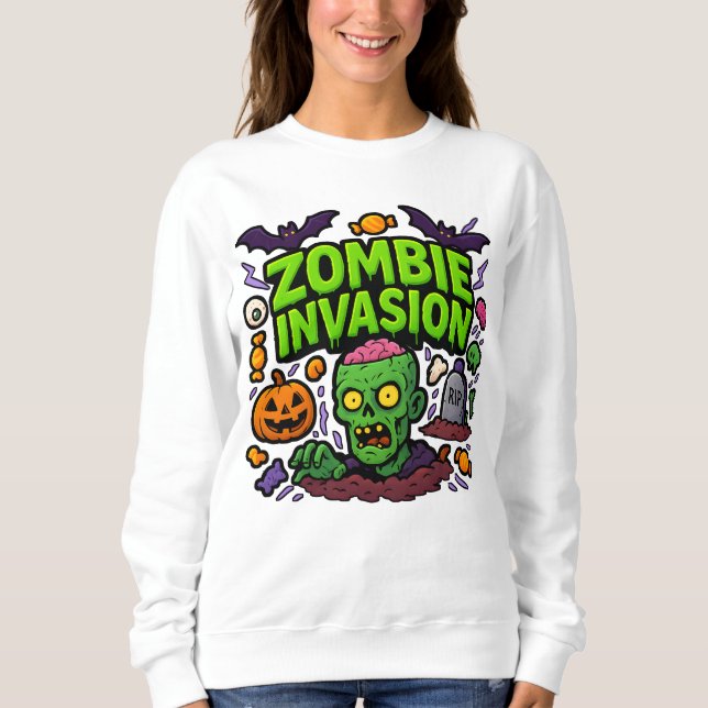Sudadera Ropa de invasión zombiana de Halloween (Anverso)