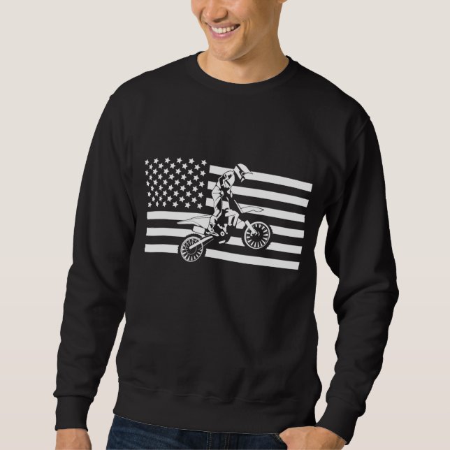 Sudadera Ropa de Motocross de la bandera estadounidense - M (Anverso)