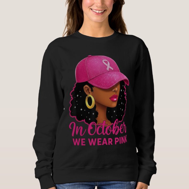 Sudadera Ropa de mujer para octubre con lazo rosa (Anverso)