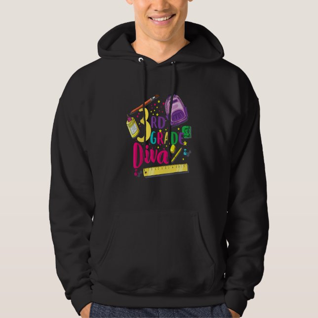 Sudadera Ropa de niña de diva de 3er grado primer día de es (Anverso)
