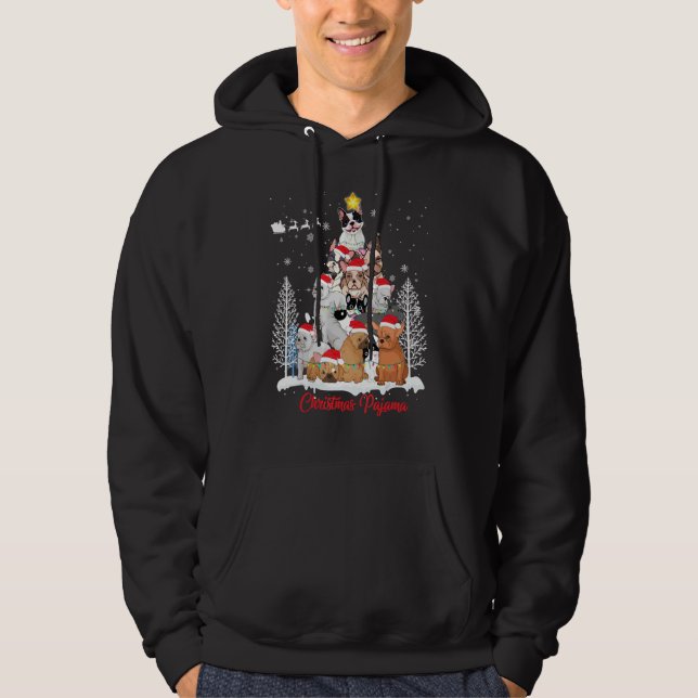 Sudadera Ropa de perro de árbol de Navidad de Bulldog franc (Anverso)