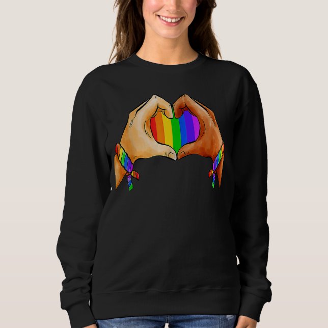 Sudadera Ropa Del Orgullo Gay Lgbt Bandera Arcoiris Corazón (Anverso)