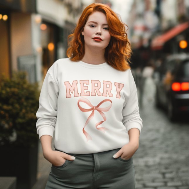 Sudadera rosa alegre, Sudadera Feliz Navidad (pink merry sweatshirt, merry christmas sweatshirt, christmas vibes sweatshirt, pink christmas shirt)