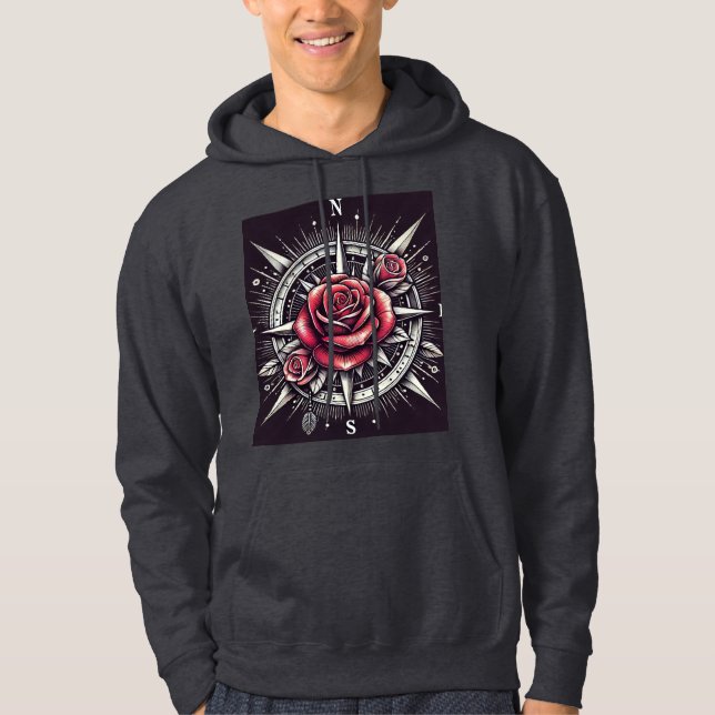 Sudadera Rosa Compass Tattoo Hoodie (Anverso)
