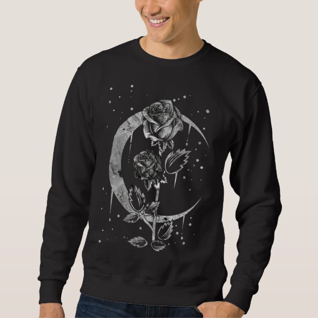 Sudadera Rosa gótico de la luna Crescent Witchart (Anverso)