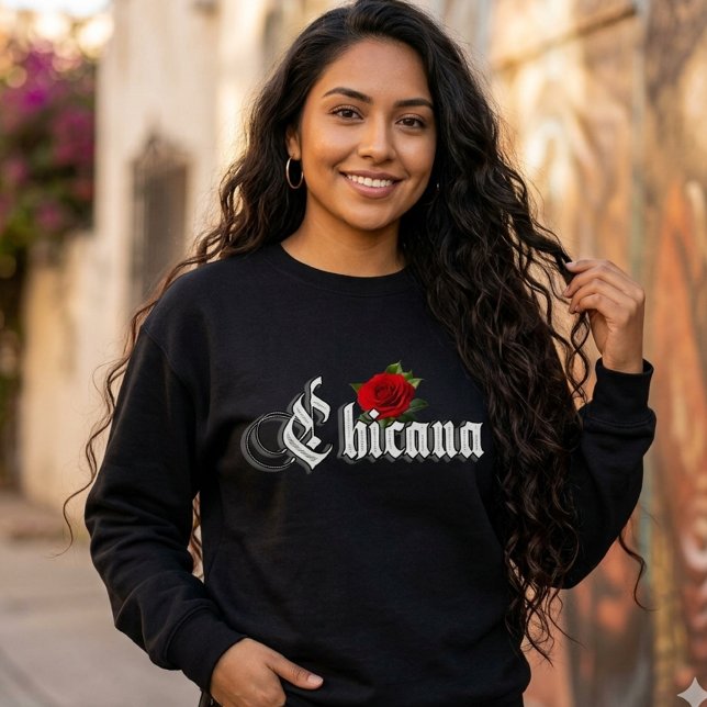 Sudadera Rosa Roja Chicana (Chicana Red Rose Sweatshirt)