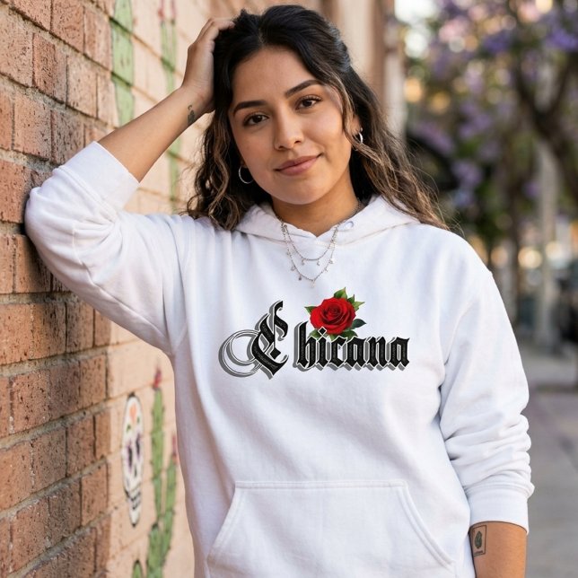 Sudadera Rosa Roja Chicana (Chicana Red Rose Hoodie)