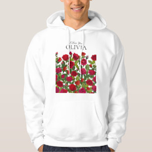 Sudadera Rosa Roja Moderna Minimalista Nombre Te Amo