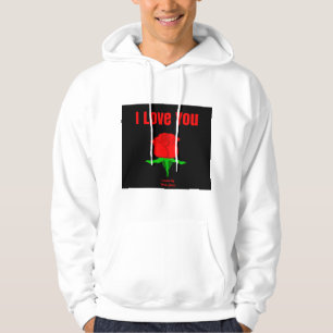 Sudadera Rosa Roja Te amo a ti Hoodie de Pullover Blanca de