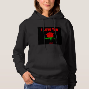 Sudadera Rosa Roja Te Amo Black Pullover Hoodie