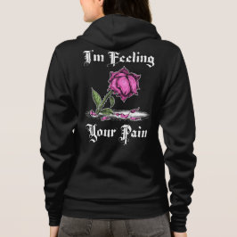 Sudadera Rosa rosa desesperado con texto blanco delante y a