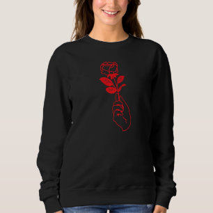 Sudadera Rosa Roses Rojos Flor Minimalista Hand Guay