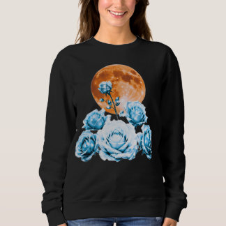 Sudadera Rosas de Hielo Azul y Luna de Sangre Naranja Gráfi