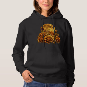 Sudadera Rosas Doradas y Flor Gráfica Celestial Lunar Des
