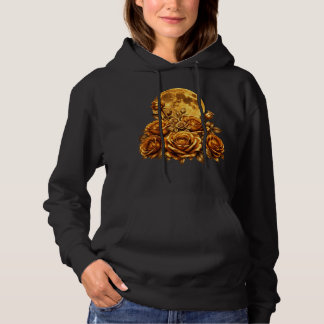 Sudadera Rosas Doradas y Flor Gráfica Celestial Lunar Des