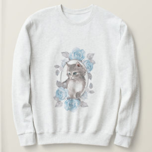 Sudadera Rosas gatitos y azules