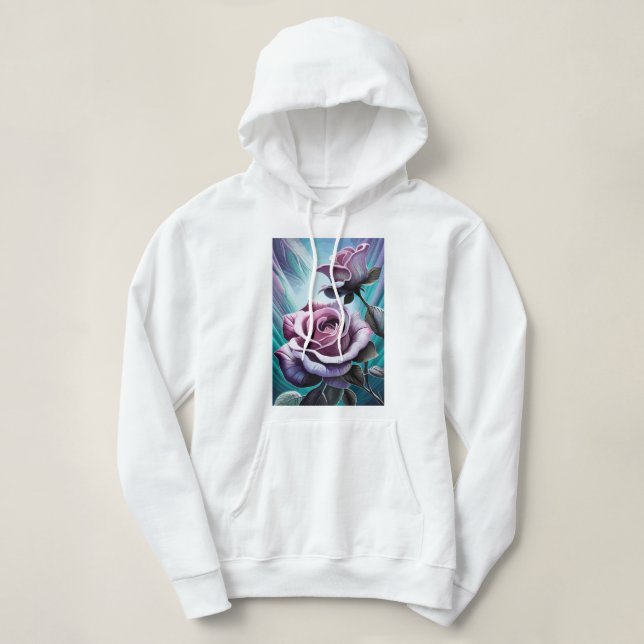 Sudadera Rosas radiantes: Pétalos rosa y púrpura perfecto (Diseño del anverso)