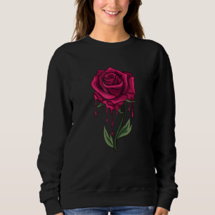 Sudadera Rosas Rojas Estética Suave Ropa Grunge Punk Gótico