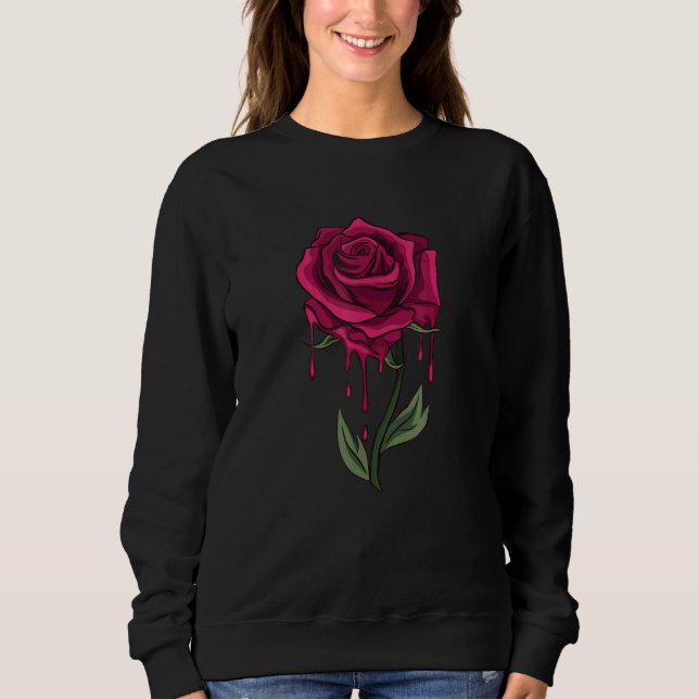 Sudadera Rosas Rojas Estética Suave Ropa Grunge Punk Gótico (Anverso)