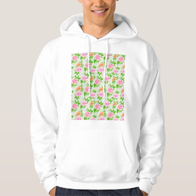 Sudadera Rosas Rosadas Florales Patrón-23670 (Anverso)
