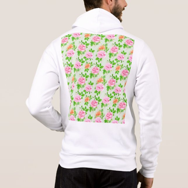 Sudadera Rosas Rosadas Florales Patrón-23670 (Reverso)