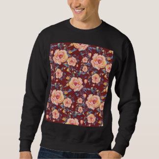 Sudadera Rosas, sin soldadura, patrón de fondo rojo