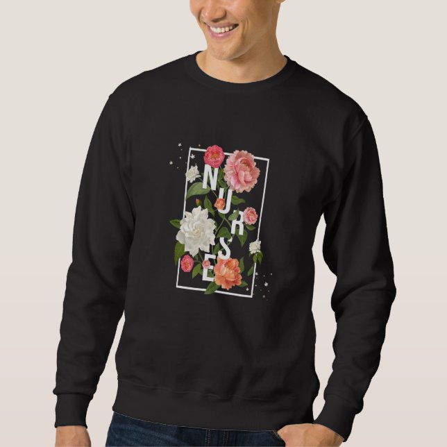 Sudadera Rose Flower Decorated Nurse School Nurse  (Anverso)