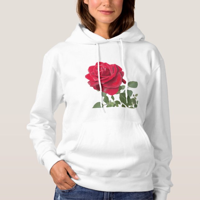 Sudadera  Rose rouge - peinte à la main (Anverso)