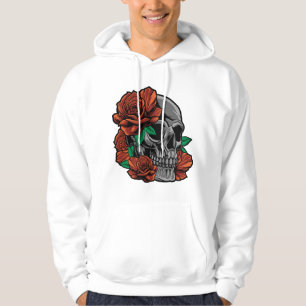 Sudadera Roses Rojos Con Un Jardín De Calaveras Flores Ros