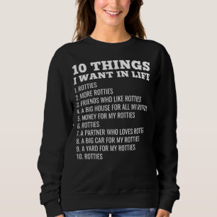 Sudadera Rottweiler 10 Cosas Que Quiero En La Vida
