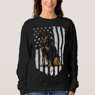 Sudadera Rottweiler De Bandera Blanca Estadounidense Negra