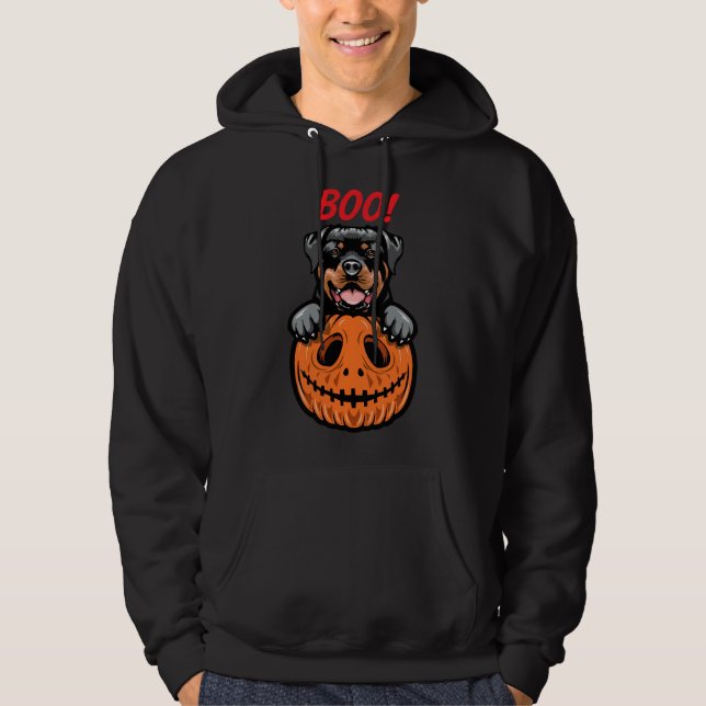 Sudadera Rottweiler de calabaza de Halloween (Anverso)