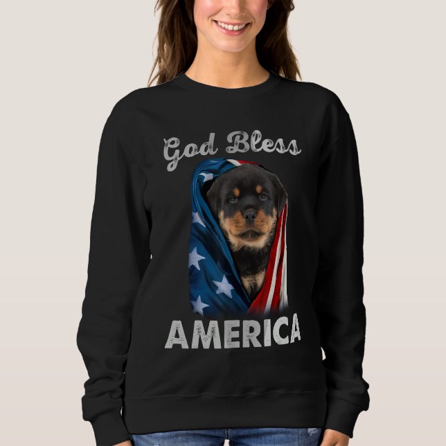 Sudadera Rottweiler Dog American USA Flag 4th of July Dog   (Anverso)