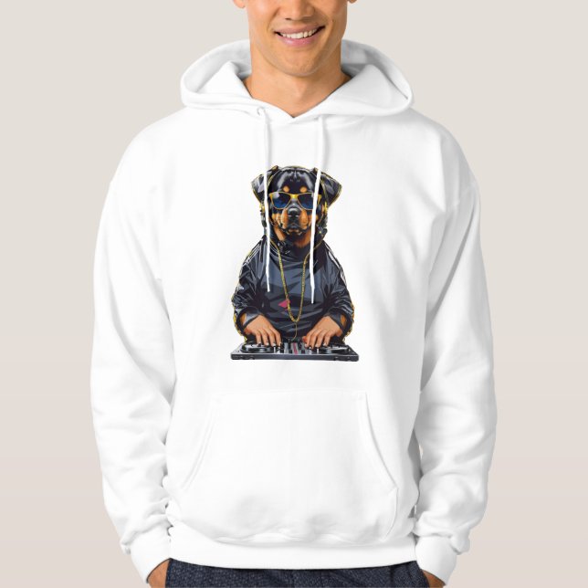 Sudadera rottweiler Dog Dj con tortugas y audífonos (Anverso)