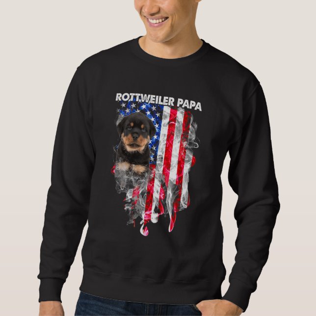 Sudadera Rottweiler Dog Papa Usa Bandera Feliz Día del Padr (Anverso)
