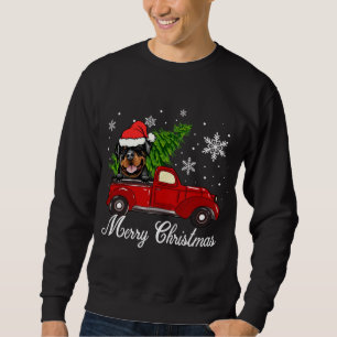 Sudadera Rottweiler Dog Riding Red Truck Navidades Decorati
