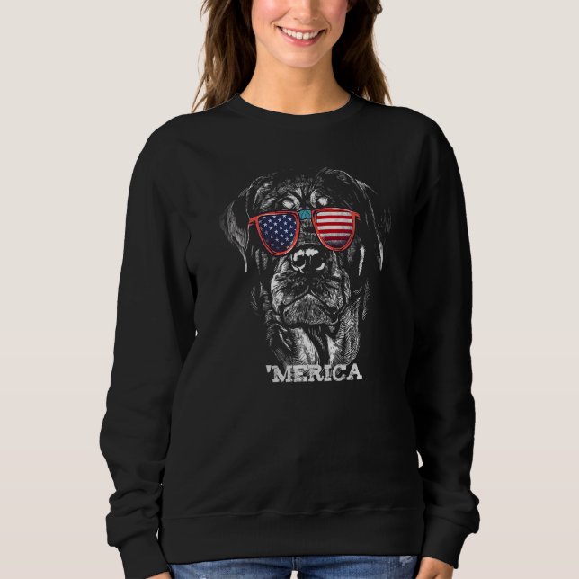 Sudadera Rottweiler estadounidense Bandera Ee.Uu. Gafas de  (Anverso)