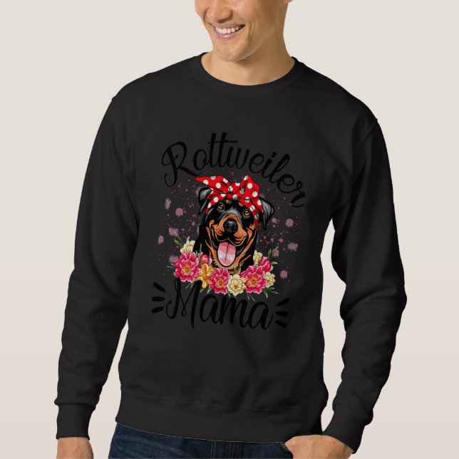 Sudadera Rottweiler Mama Florals Cute el Día de la Madre Pe (Anverso)