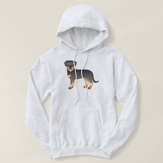 Sudadera Rottweiler negro y marrón perro de dibujos animado (Diseño del anverso)