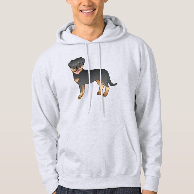 Sudadera Rottweiler negro y marrón perro de dibujos animado (Anverso)