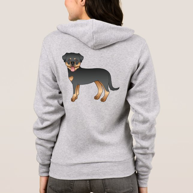 Sudadera Rottweiler negro y marrón perro de dibujos animado (Reverso)