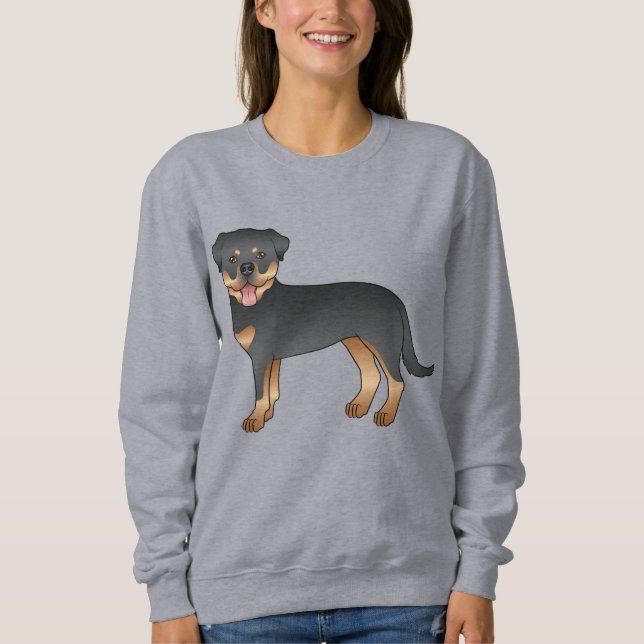 Sudadera Rottweiler negro y marrón perro de dibujos animado (Anverso)