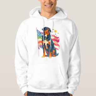 Sudadera Rottweiler patriótico con arte de la bandera de EE