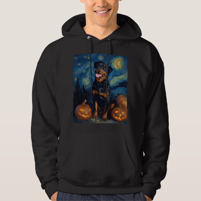 Sudadera Rottweiler Perro Lindo Halloween Jack O Lantern Ca (Anverso)
