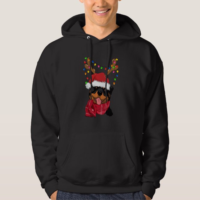 Sudadera Rottweiler Perro Navidades de Santa  Curioso Perro (Anverso)