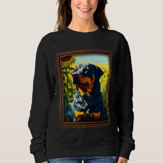 Sudadera Rottweiler Rottie Pintura Girasol Flor Mamá Mujer