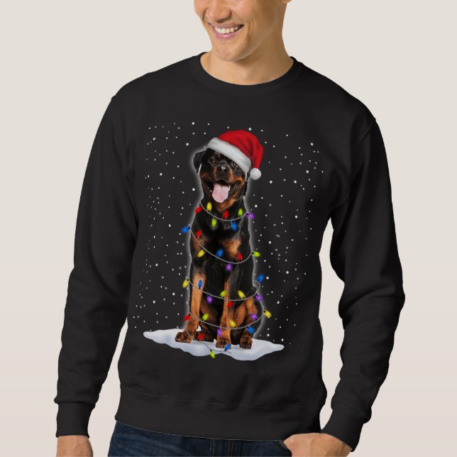 Sudadera Rottweiler Santa Christmas Tree Enfoca Navidad (Anverso)