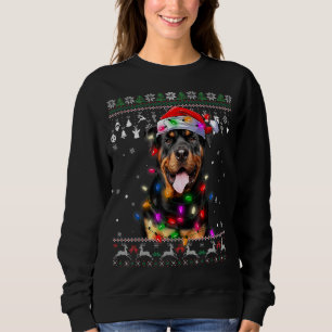 Sudadera Rottweiler Santa Hat Árbol de Navidad Ilumina Navi